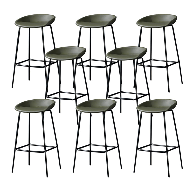 Modern Leather Counter Bar Stool Black Base Footrest Low Back Counter Stool