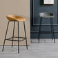 Modern Leather Counter Bar Stool Black Base Footrest Low Back Counter Stool