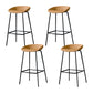 Modern Leather Counter Bar Stool Black Base Footrest Low Back Counter Stool