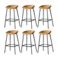 Modern Leather Counter Bar Stool Black Base Footrest Low Back Counter Stool