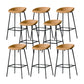 Modern Leather Counter Bar Stool Black Base Footrest Low Back Counter Stool