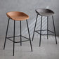 Modern Leather Counter Bar Stool Black Base Footrest Low Back Counter Stool