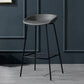 Modern Leather Counter Bar Stool Black Base Footrest Low Back Counter Stool