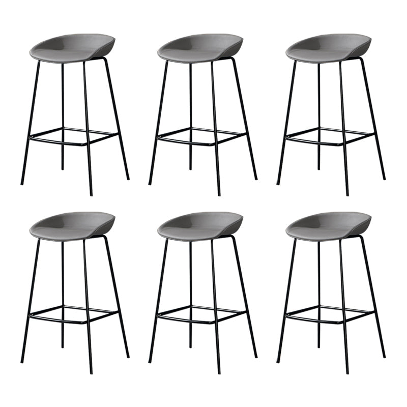 Modern Leather Counter Bar Stool Black Base Footrest Low Back Counter Stool