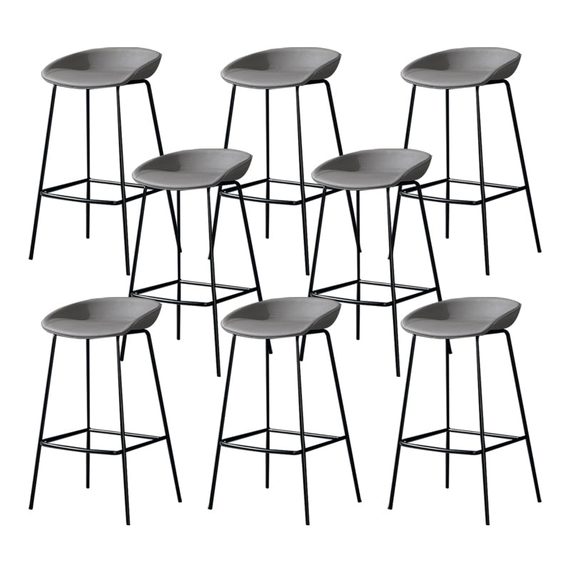 Modern Leather Counter Bar Stool Black Base Footrest Low Back Counter Stool
