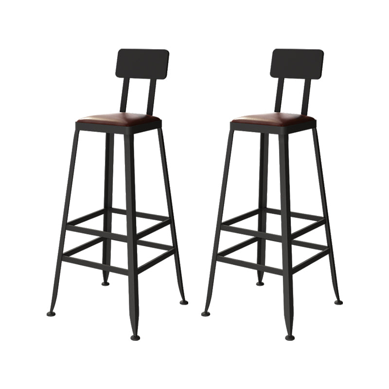 Square Bar and Counter Stool Industrial Coffee Shop Footrest Counter Stool in Black