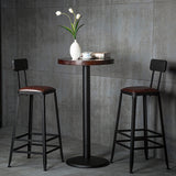 Square Bar and Counter Stool Industrial Coffee Shop Footrest Counter Stool in Black