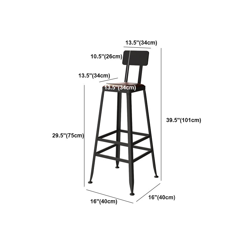 Square Bar and Counter Stool Industrial Coffee Shop Footrest Counter Stool in Black