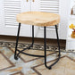 Modern Backless Armless Counter Stool Iron Cashier Bar Stool with Wooden Seat and Pedal