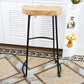Modern Backless Armless Counter Stool Iron Cashier Bar Stool with Wooden Seat and Pedal