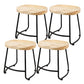 Modern Backless Armless Counter Stool Iron Cashier Bar Stool with Wooden Seat and Pedal