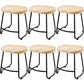 Modern Backless Armless Counter Stool Iron Cashier Bar Stool with Wooden Seat and Pedal
