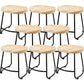 Modern Backless Armless Counter Stool Iron Cashier Bar Stool with Wooden Seat and Pedal