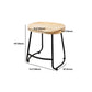 Modern Backless Armless Counter Stool Iron Cashier Bar Stool with Wooden Seat and Pedal