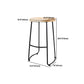Modern Backless Armless Counter Stool Iron Cashier Bar Stool with Wooden Seat and Pedal