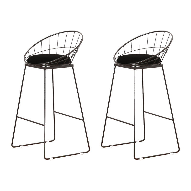 Modern Armless Counter Stool Iron Dining Room Bar Stool with Seat and Pedal