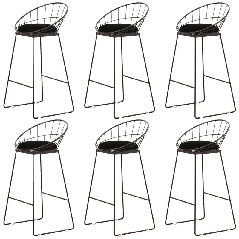 Modern Armless Counter Stool Iron Dining Room Bar Stool with Seat and Pedal