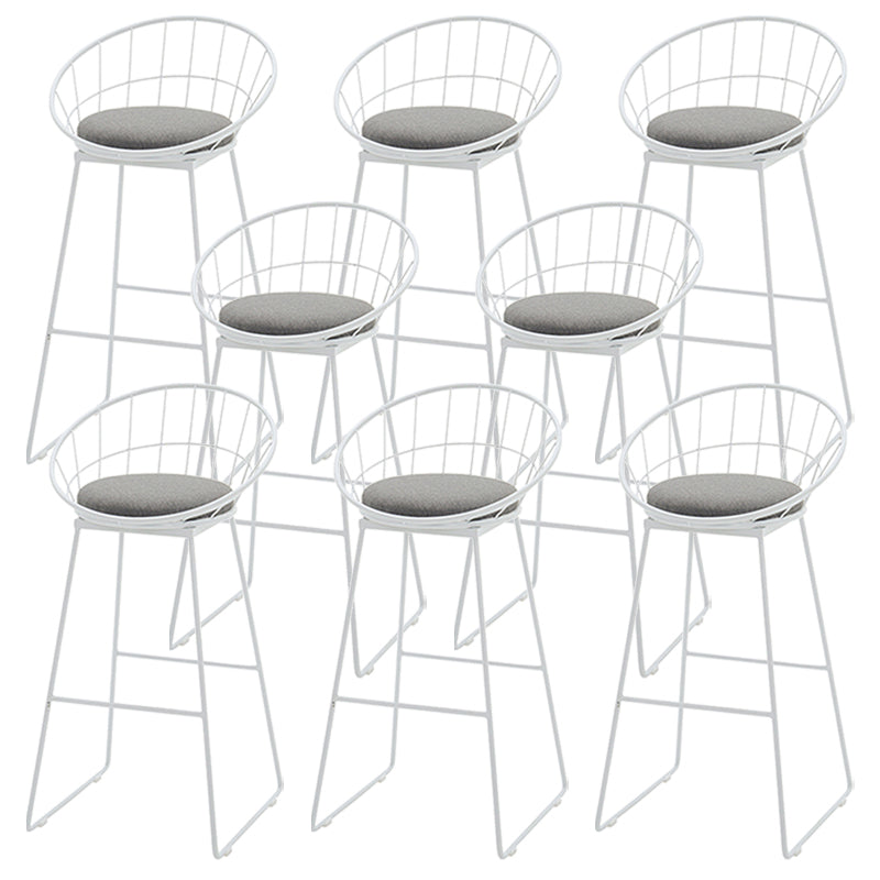 Modern Armless Counter Stool Iron Dining Room Bar Stool with Seat and Pedal