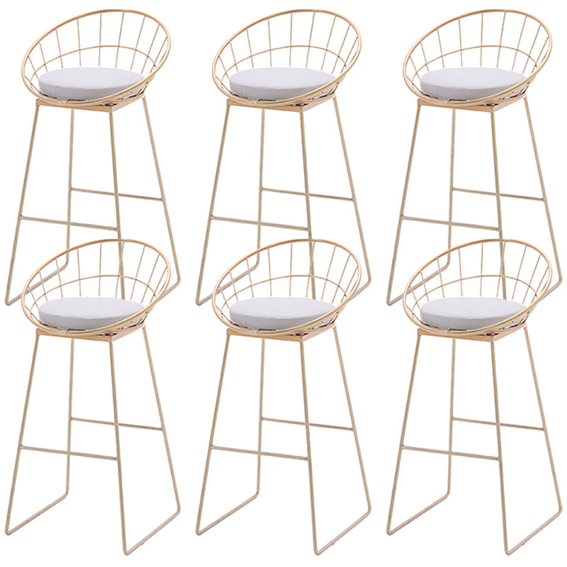 Modern Armless Counter Stool Iron Dining Room Bar Stool with Seat and Pedal