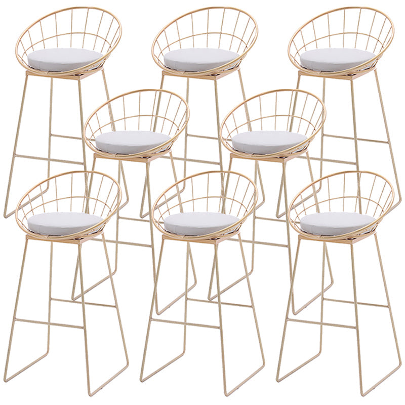 Modern Armless Counter Stool Iron Dining Room Bar Stool with Seat and Pedal