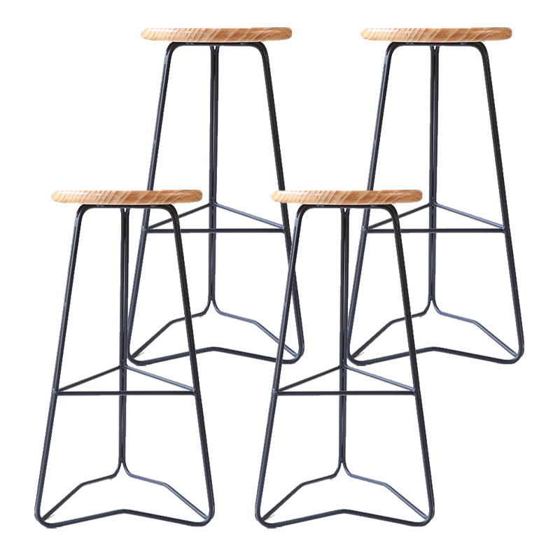 Modern Armless Counter Stool Iron Dining Room Bar Stool with Seat and Pedal