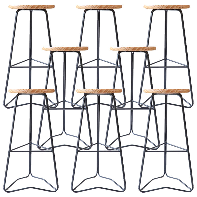 Modern Armless Counter Stool Iron Dining Room Bar Stool with Seat and Pedal