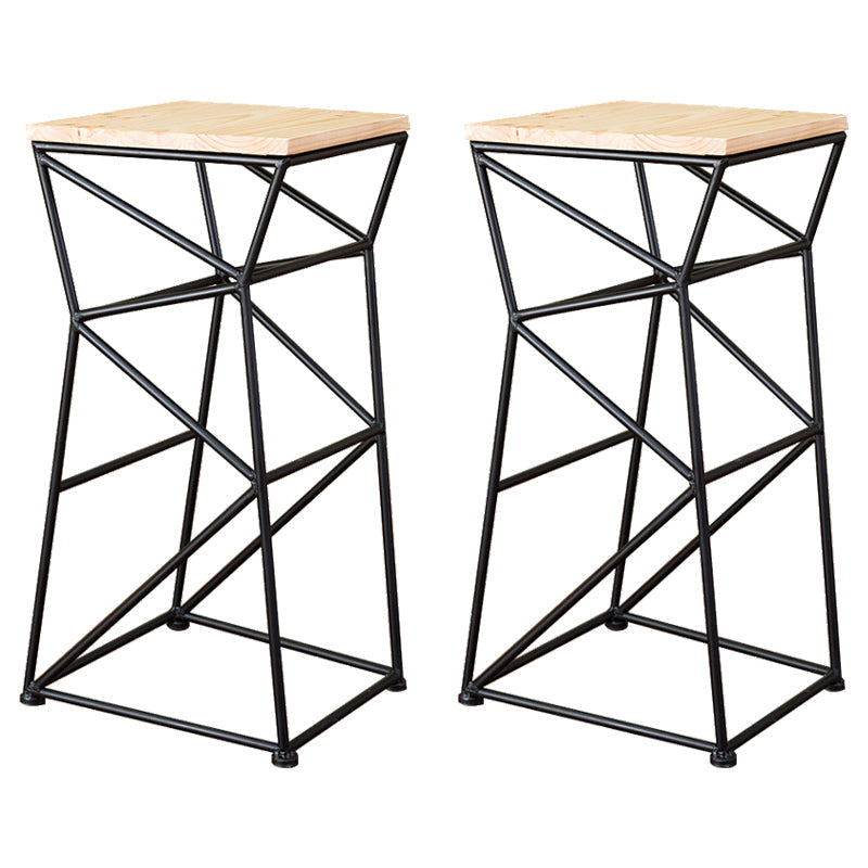 Modern Armless Counter Stool Iron Dining Room Bar Stool with Seat and Pedal