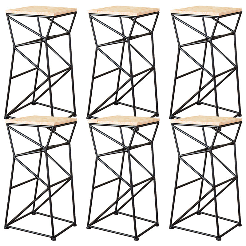 Modern Armless Counter Stool Iron Dining Room Bar Stool with Seat and Pedal