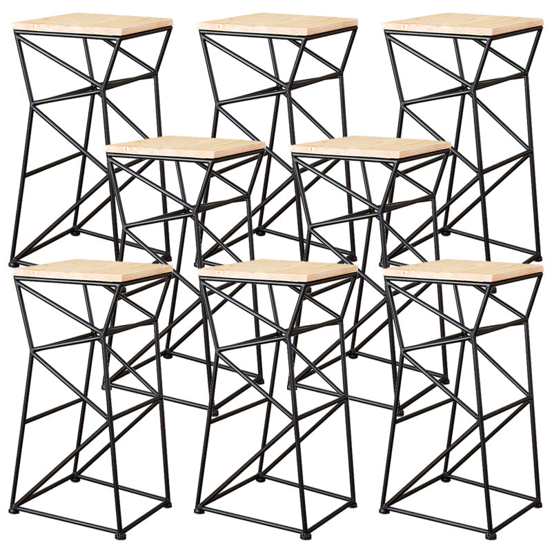 Modern Armless Counter Stool Iron Dining Room Bar Stool with Seat and Pedal