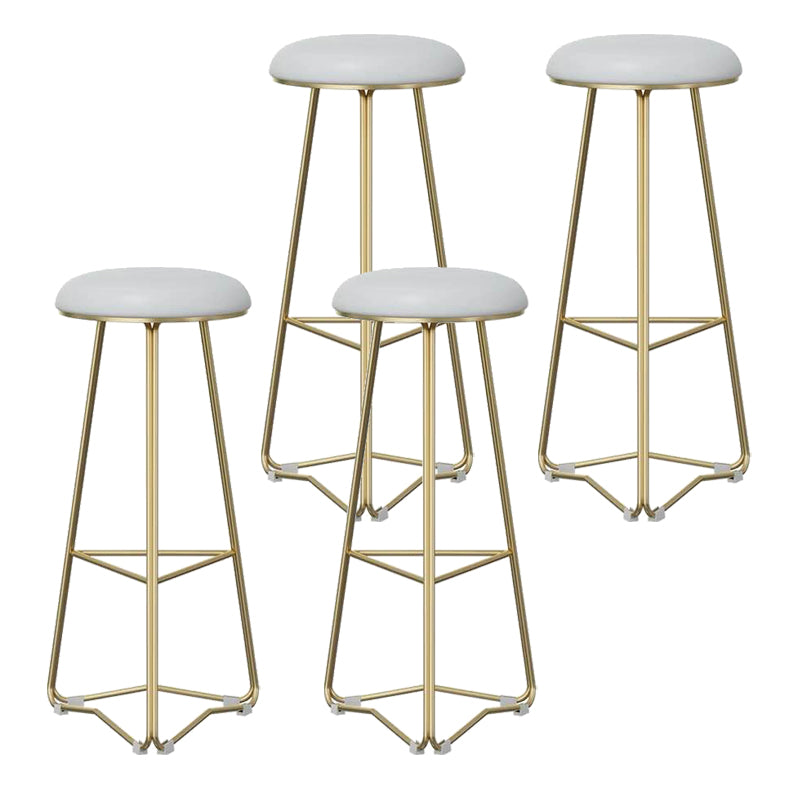 Modern Armless Counter Stool Iron Dining Room Bar Stool with Seat and Pedal