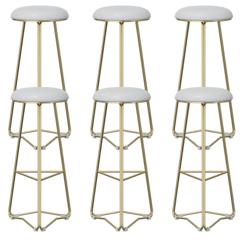 Modern Armless Counter Stool Iron Dining Room Bar Stool with Seat and Pedal