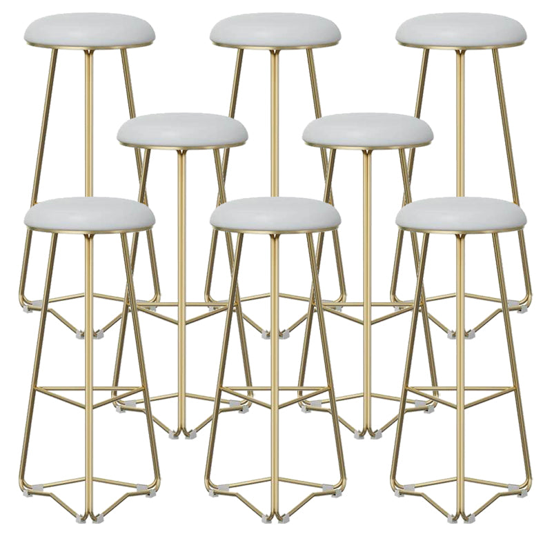 Modern Armless Counter Stool Iron Dining Room Bar Stool with Seat and Pedal
