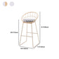 Modern Armless Counter Stool Iron Dining Room Bar Stool with Seat and Pedal