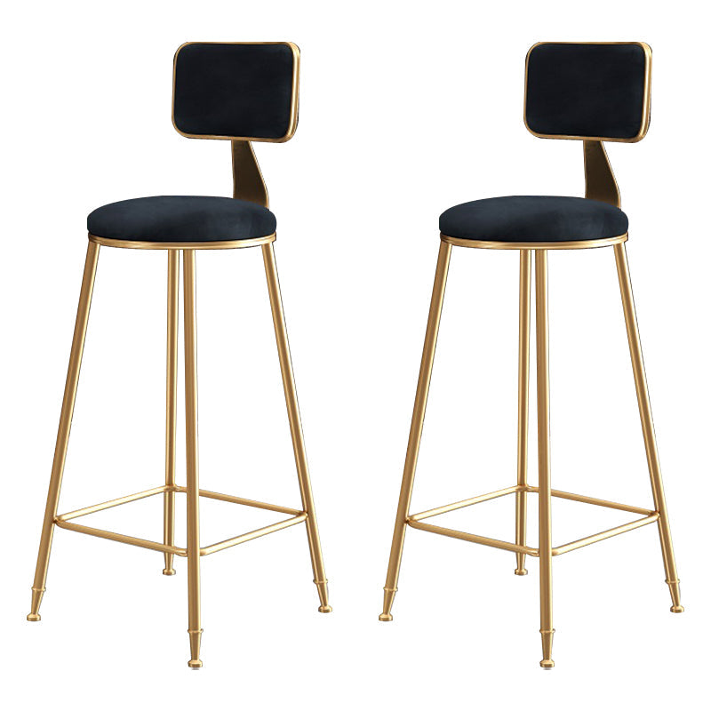 Glam Round Counter Stool Footrest Upholstered Low Back Indoor  Dining Stool