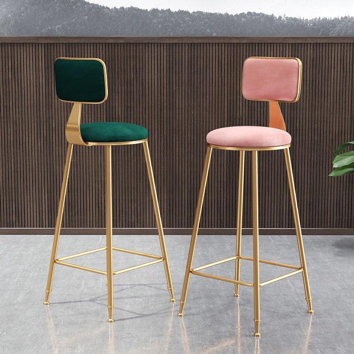 Glam Round Counter Stool Footrest Upholstered Low Back Indoor  Dining Stool