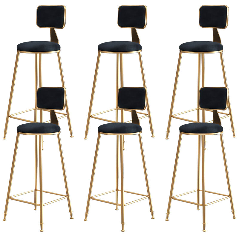 Glam Round Counter Stool Footrest Upholstered Low Back Indoor  Dining Stool