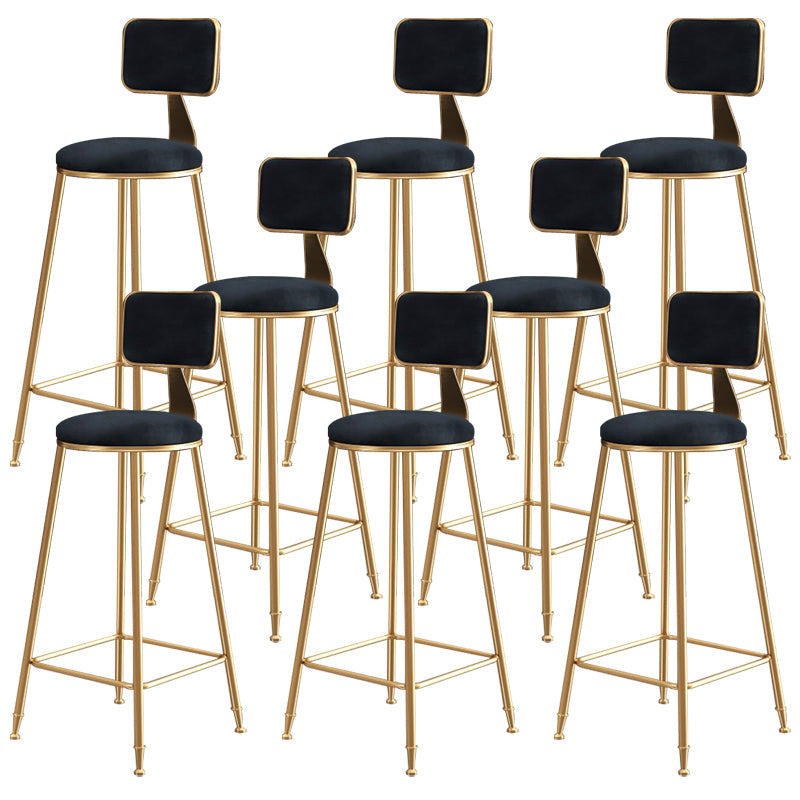 Glam Round Counter Stool Footrest Upholstered Low Back Indoor  Dining Stool