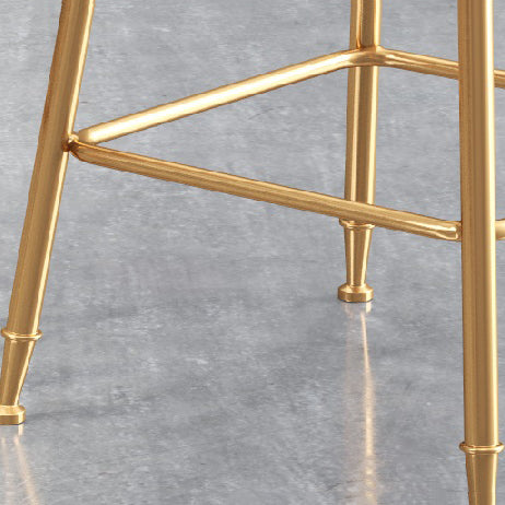 Glam Round Counter Stool Footrest Upholstered Low Back Indoor  Dining Stool