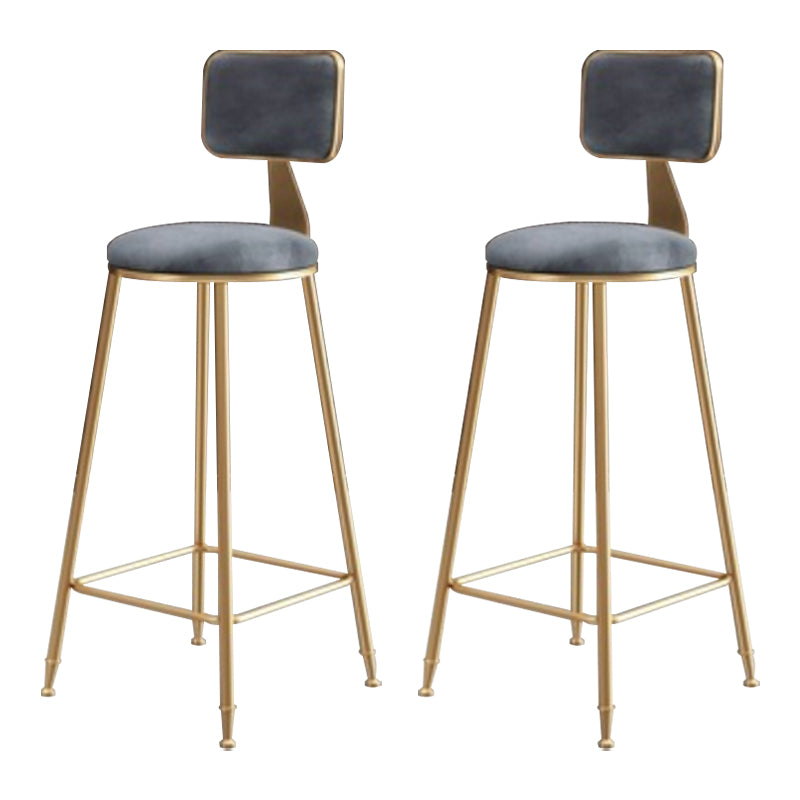 Glam Round Counter Stool Footrest Upholstered Low Back Indoor  Dining Stool