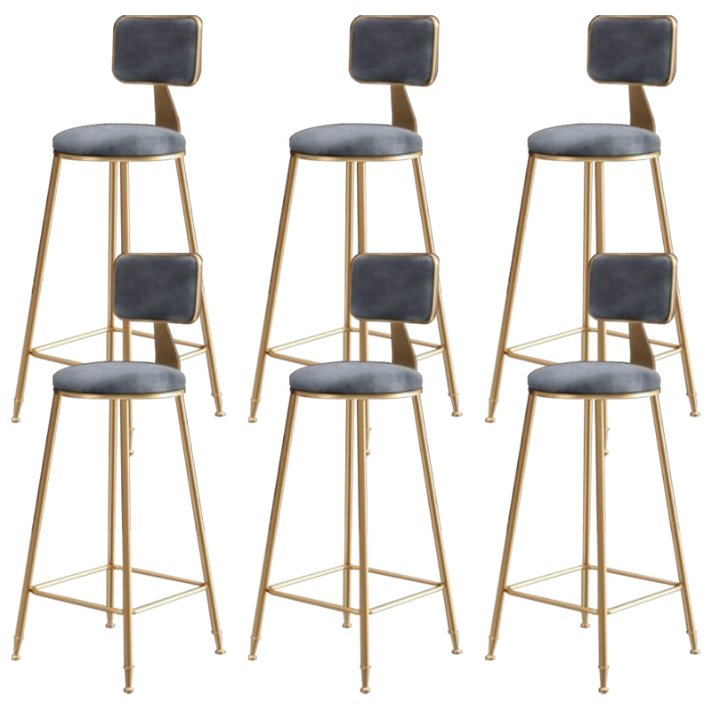 Glam Round Counter Stool Footrest Upholstered Low Back Indoor  Dining Stool