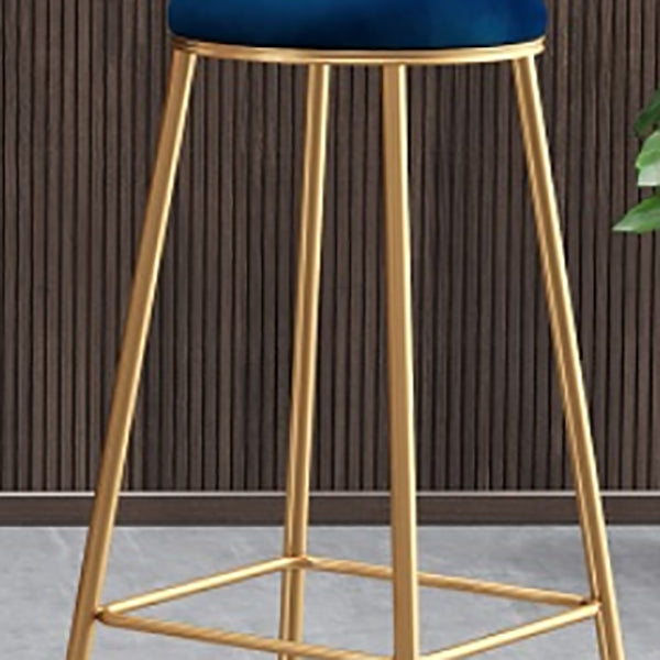 Glam Round Counter Stool Footrest Upholstered Low Back Indoor  Dining Stool