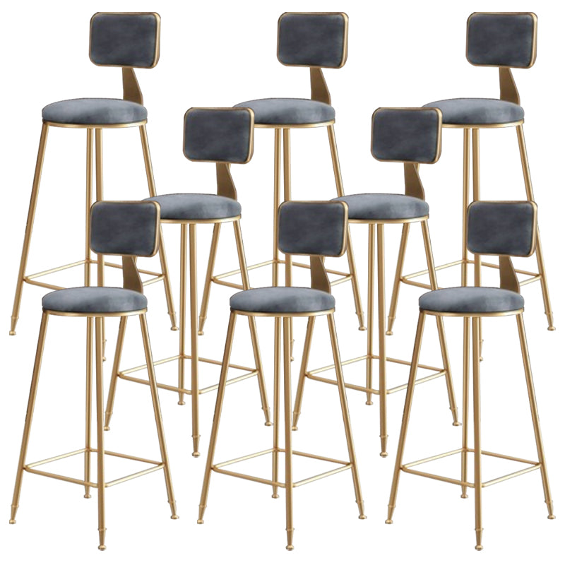 Glam Round Counter Stool Footrest Upholstered Low Back Indoor  Dining Stool