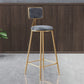 Glam Round Counter Stool Footrest Upholstered Low Back Indoor  Dining Stool