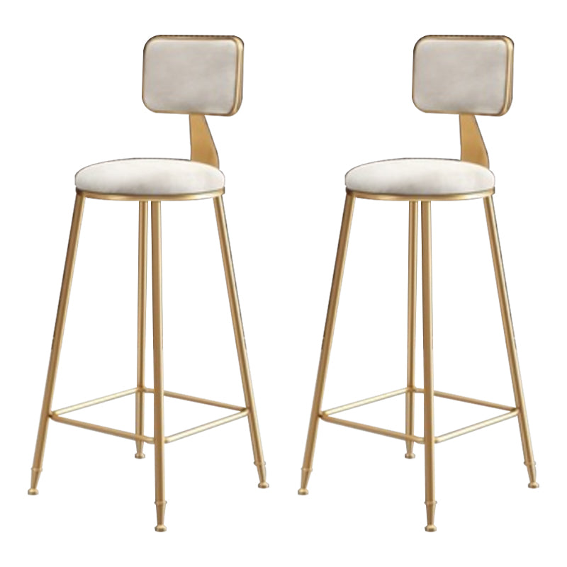 Glam Round Counter Stool Footrest Upholstered Low Back Indoor  Dining Stool