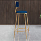 Glam Round Counter Stool Footrest Upholstered Low Back Indoor  Dining Stool