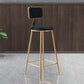 Glam Round Counter Stool Footrest Upholstered Low Back Indoor  Dining Stool