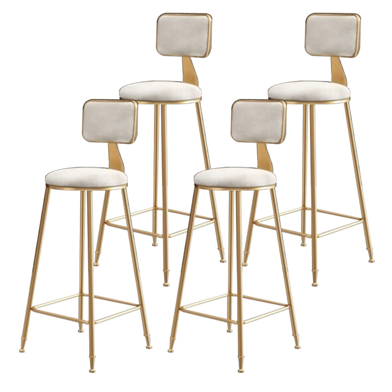 Glam Round Counter Stool Footrest Upholstered Low Back Indoor  Dining Stool