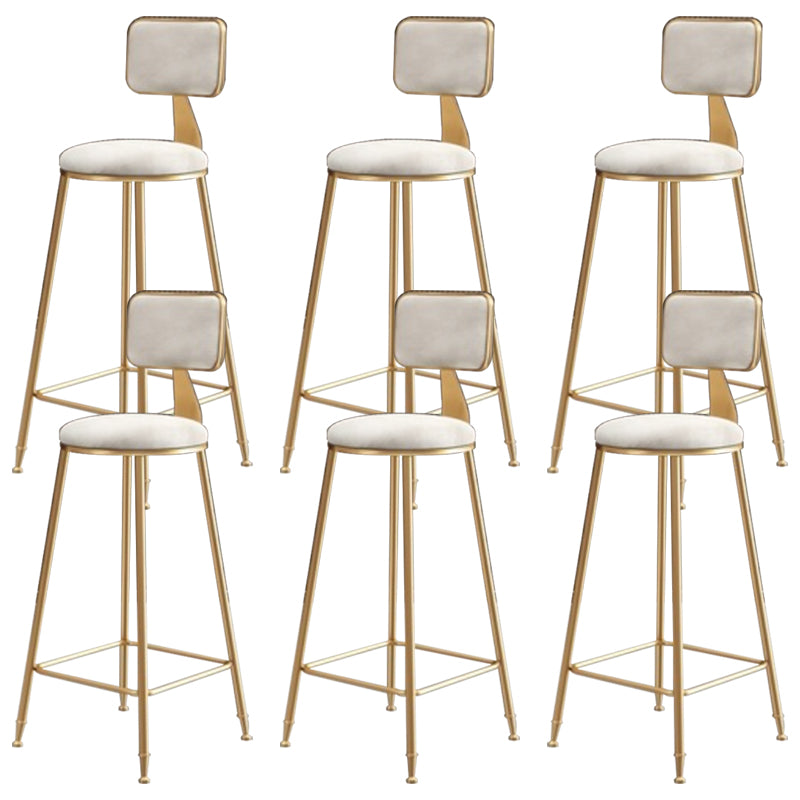 Glam Round Counter Stool Footrest Upholstered Low Back Indoor  Dining Stool