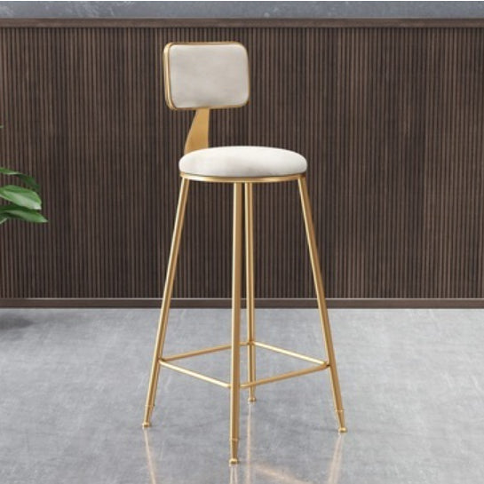 Glam Round Counter Stool Footrest Upholstered Low Back Indoor  Dining Stool