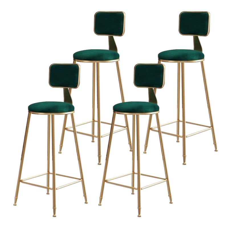 Glam Round Counter Stool Footrest Upholstered Low Back Indoor  Dining Stool